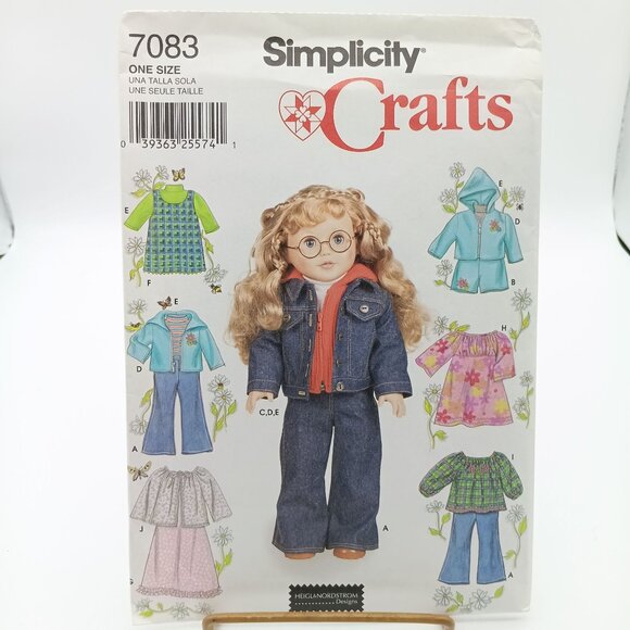 Vintage Sewing PATTERN Simplicity 7083, Heigl & Nordstrom 2002 18in Doll Clothes - Picture 1 of 2